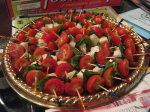 Yummy caprese salad on a skewer