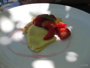 Strawberry Crepe with Rose Syrup