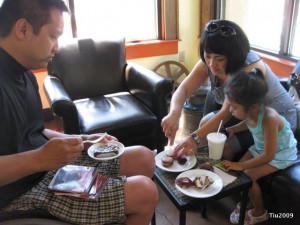 Tasting the desserts