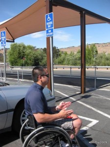 Eastman demonstrating handicapped parking