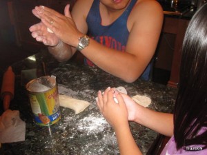 Rolling homemade dough for potstickers