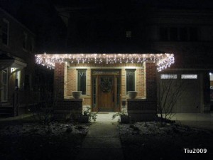 Front Porch with Christmas Lights