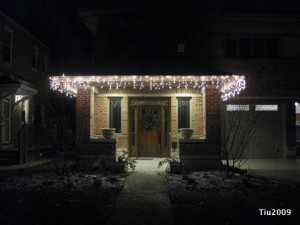 Front Porch with Christmas Lights