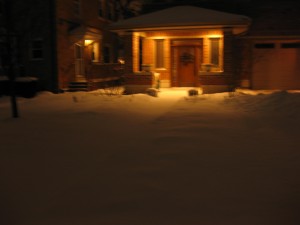 Snow scene at 6:00 AM