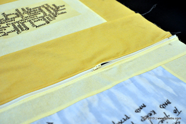 Unzip before finishing the edges of the pillow cover Handcrafted Keepsake Pillow